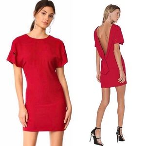 IRO Paris M never worn red mini sheath dress open V-back sleeve cutout details